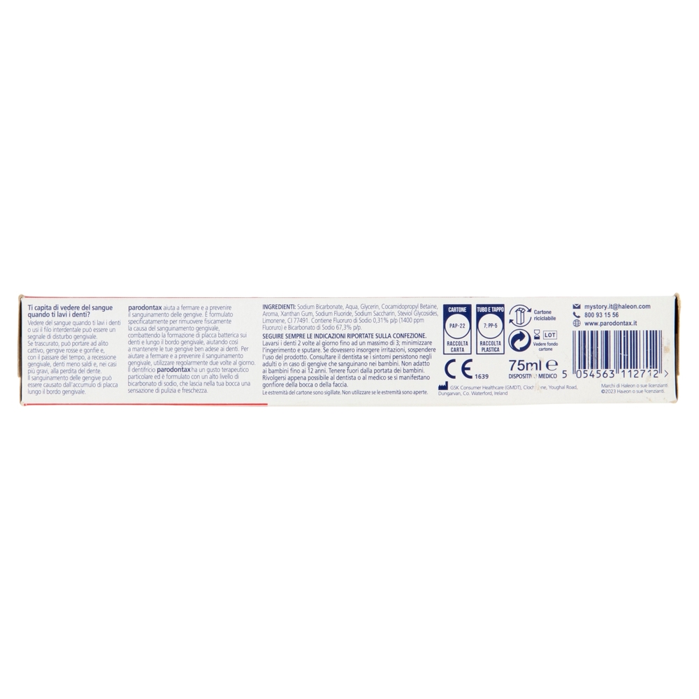 Parodontax Daily Fresh dentifricio quotidiano con fluoro per gengive più sane e denti forti, 75 ml
